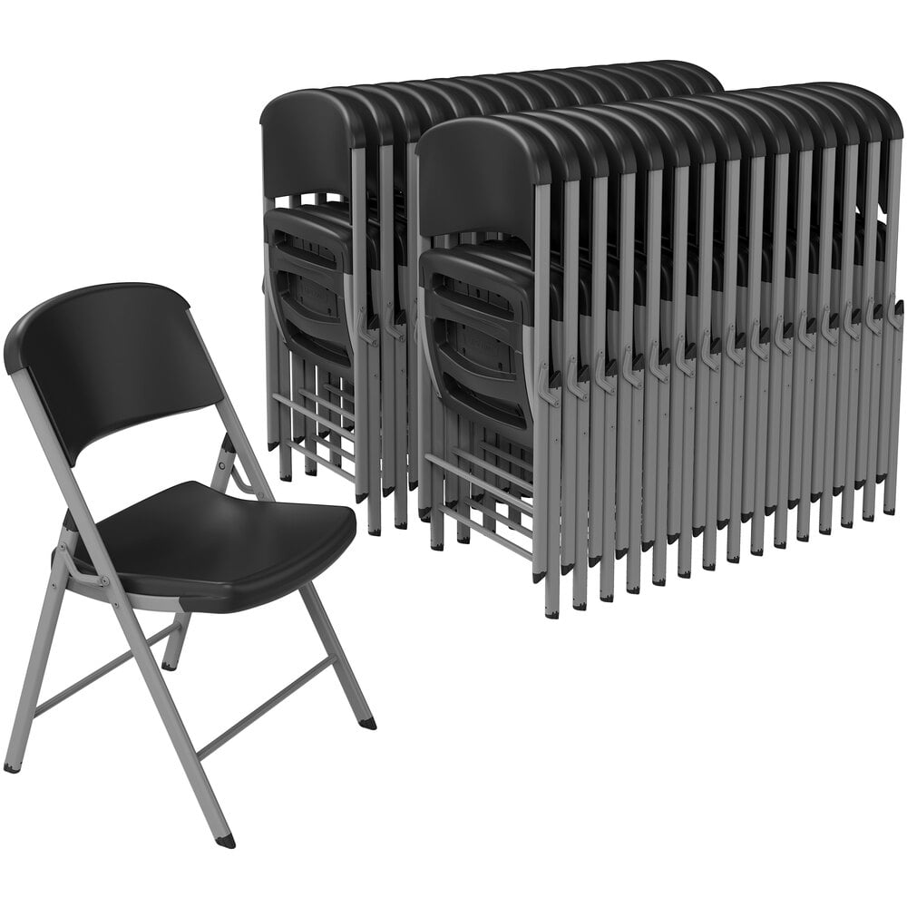 Lifetime 80695 Black Classic Folding Chair 32/Pack