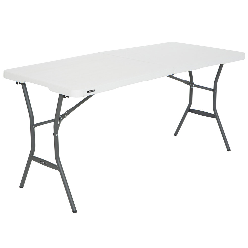 Lifetime 4534 60" x 28" White Granite Plastic LightDuty FoldInHalf Table