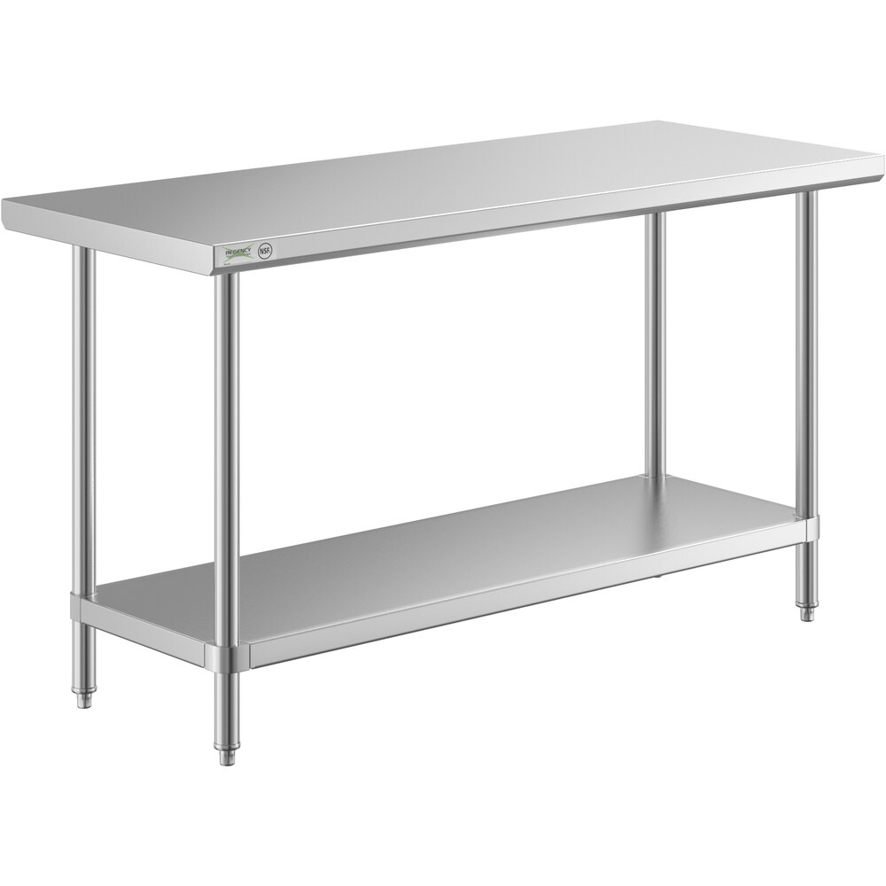 Regency 24 inch x 60 inch 16-Gauge 304 Stainless Steel Commercial Work Table with Undershelf
