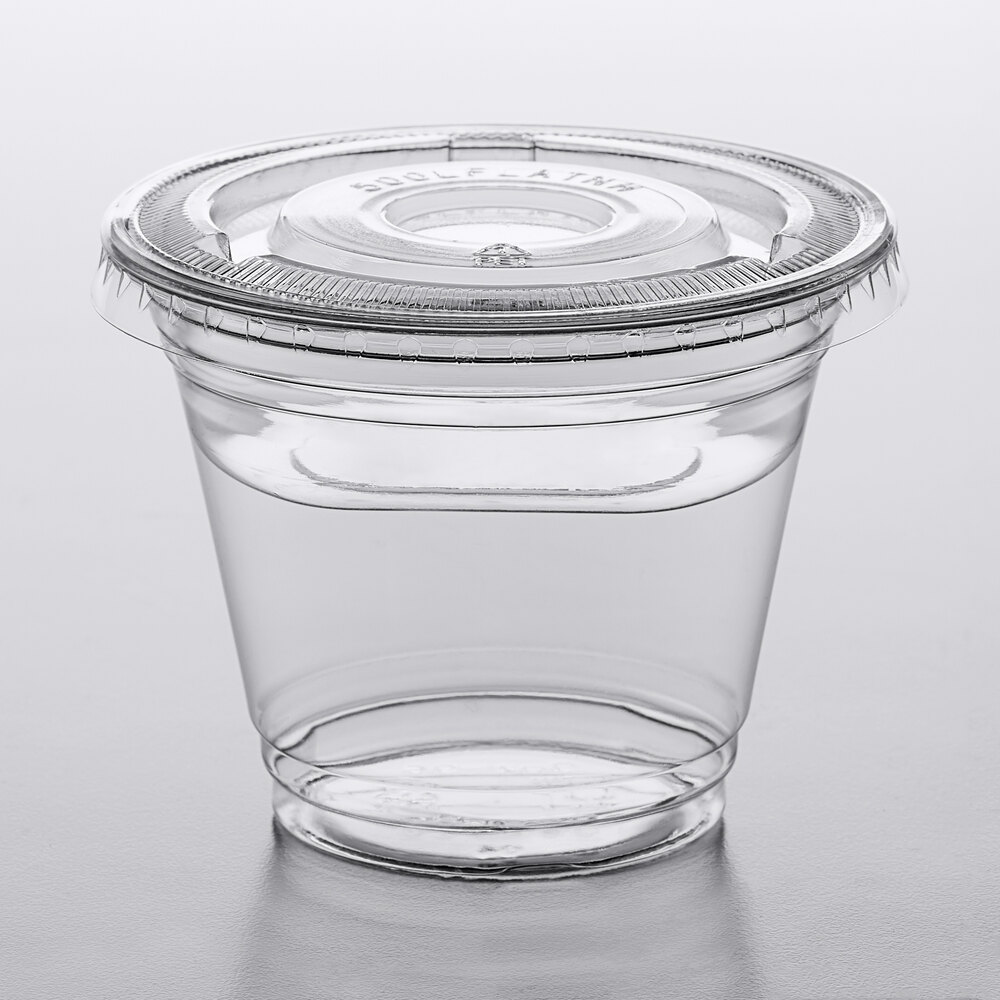 Choice 9 oz. Clear Plastic Squat Cold Cup with 4 oz