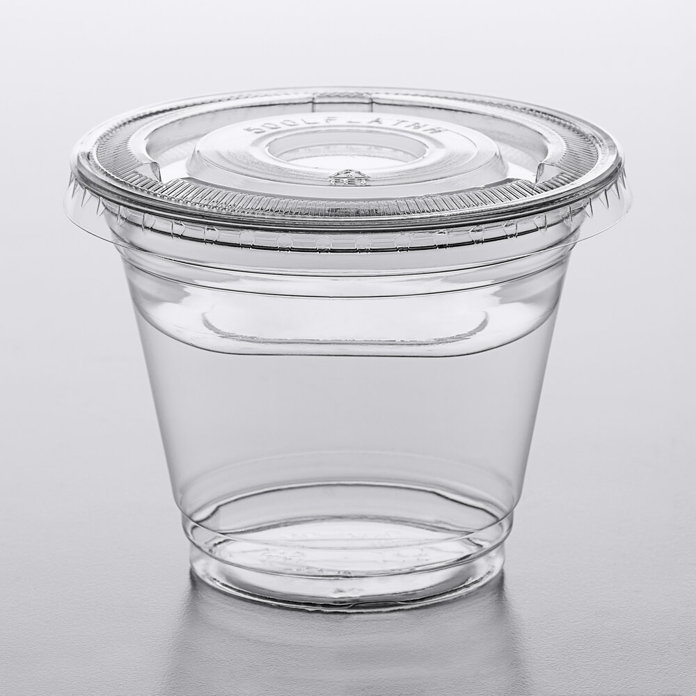Choice 9 oz. Clear Plastic Squat Cold Cup with 4 oz. Insert and PET
