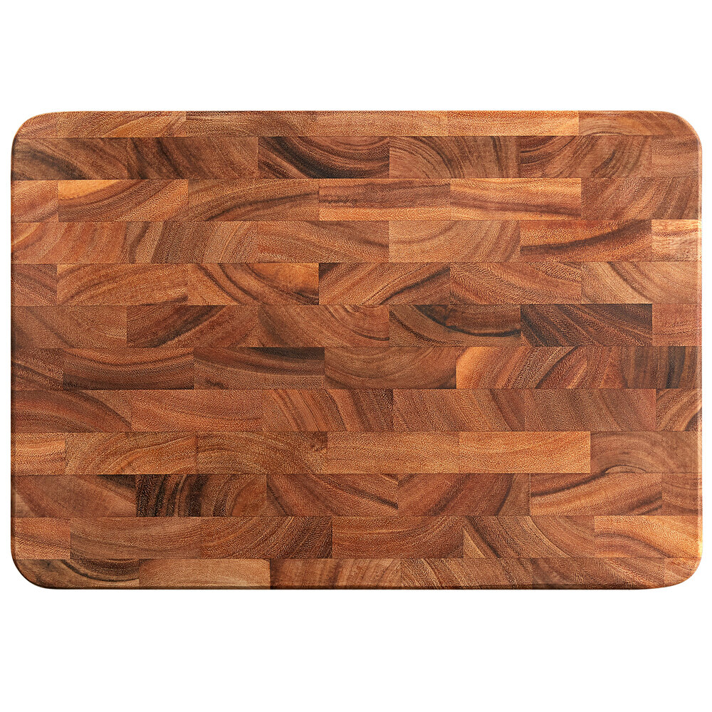 Acacia Wood Chopping Block (20" x 14" x 3") WebstaurantStore