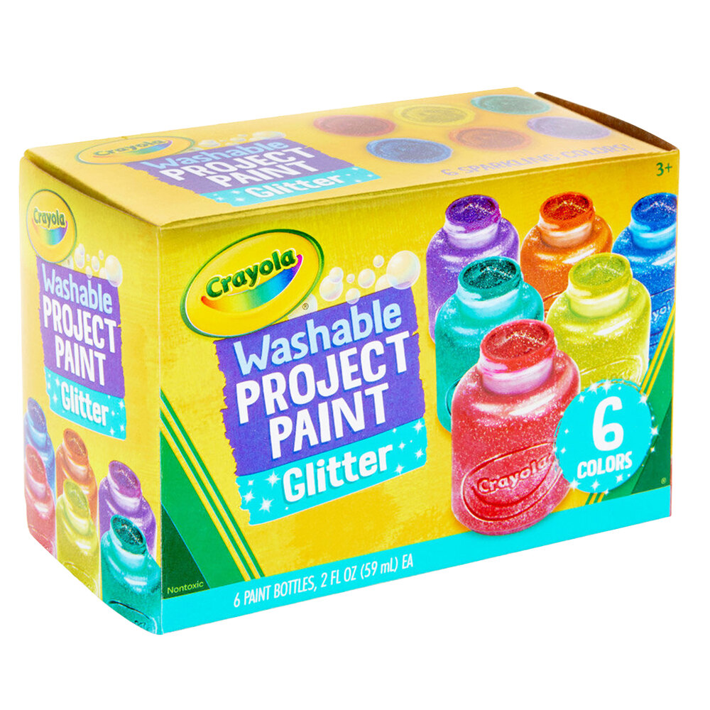 Crayola 542400 6 Assorted Color 2 oz. Washable Glitter Project Paint