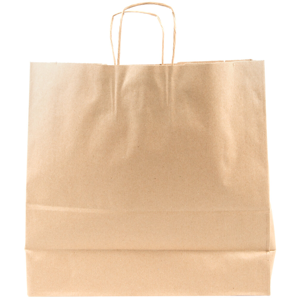 Duro Debonair Natural Kraft Paper Shopping Bag with Handles 16&quot; x 6&quot; x 15 3/4&quot; - 200/Bundle