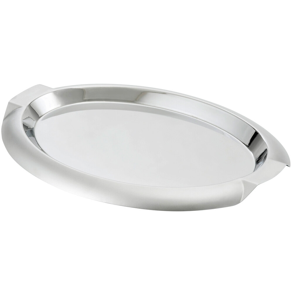 Vollrath 82061 Oval Stainless Steel Serving Tray with Handles 17 5/8