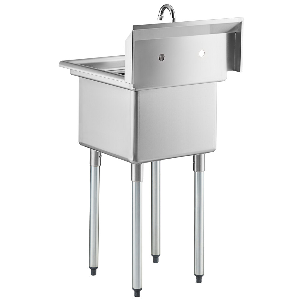 A Regency stainless steel commercial sink with faucet on a counter.