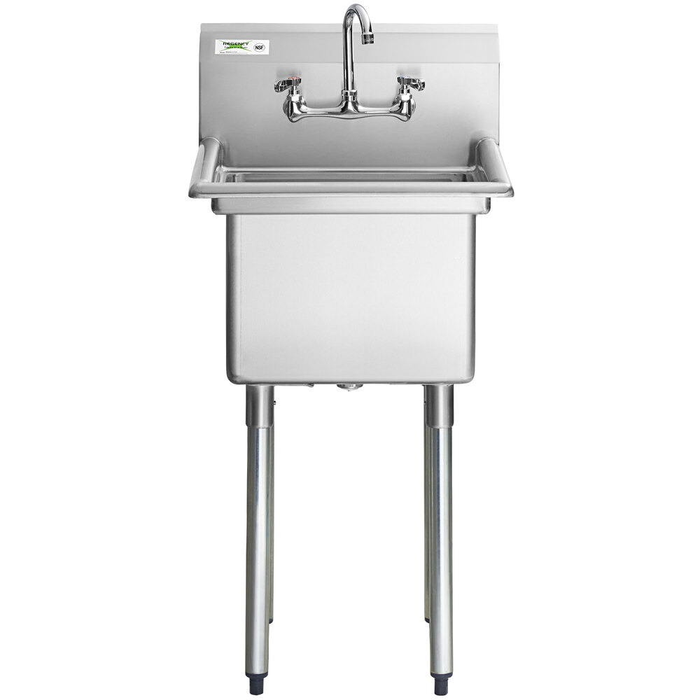 A Regency stainless steel sink with a faucet.