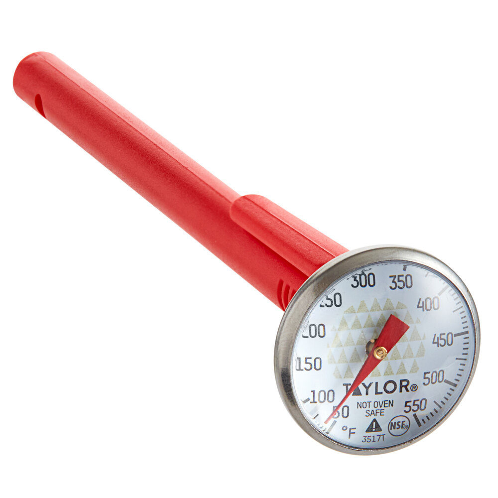 Taylor Home Instant Read Thermometer 3512 – Measures Up To 220°F, 1” Lens, Silver/Red