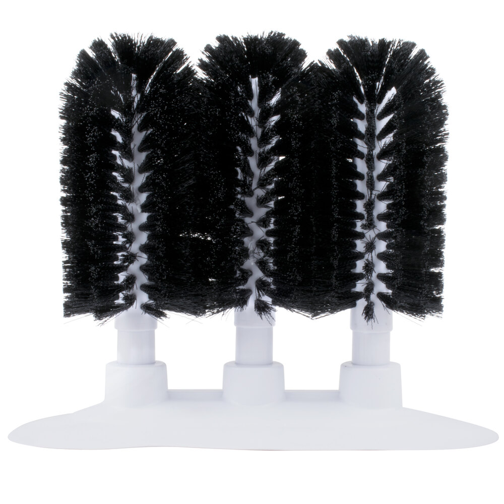 8" Manual Triple Bar Glass Washer With Black Bristle Brushes