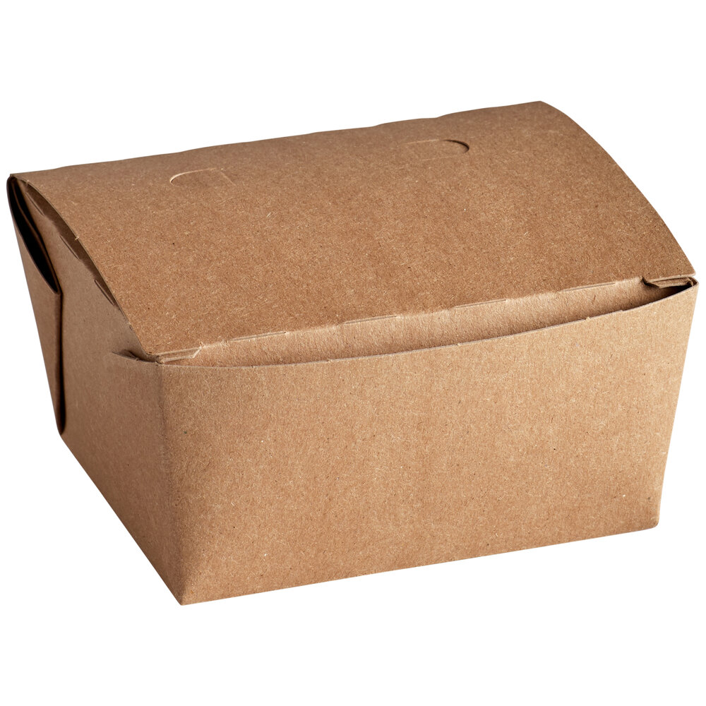 Fold-Pak Bio-Plus Earth 5" x 4" x 2 1/2" Kraft Paper #1 Take out box of 450