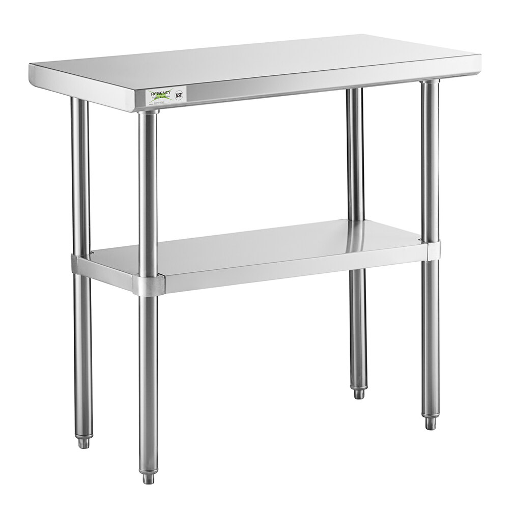 Regency 18 inch x 36 inch 16-Gauge 304 Stainless Steel Commercial Work Table with Undershelf