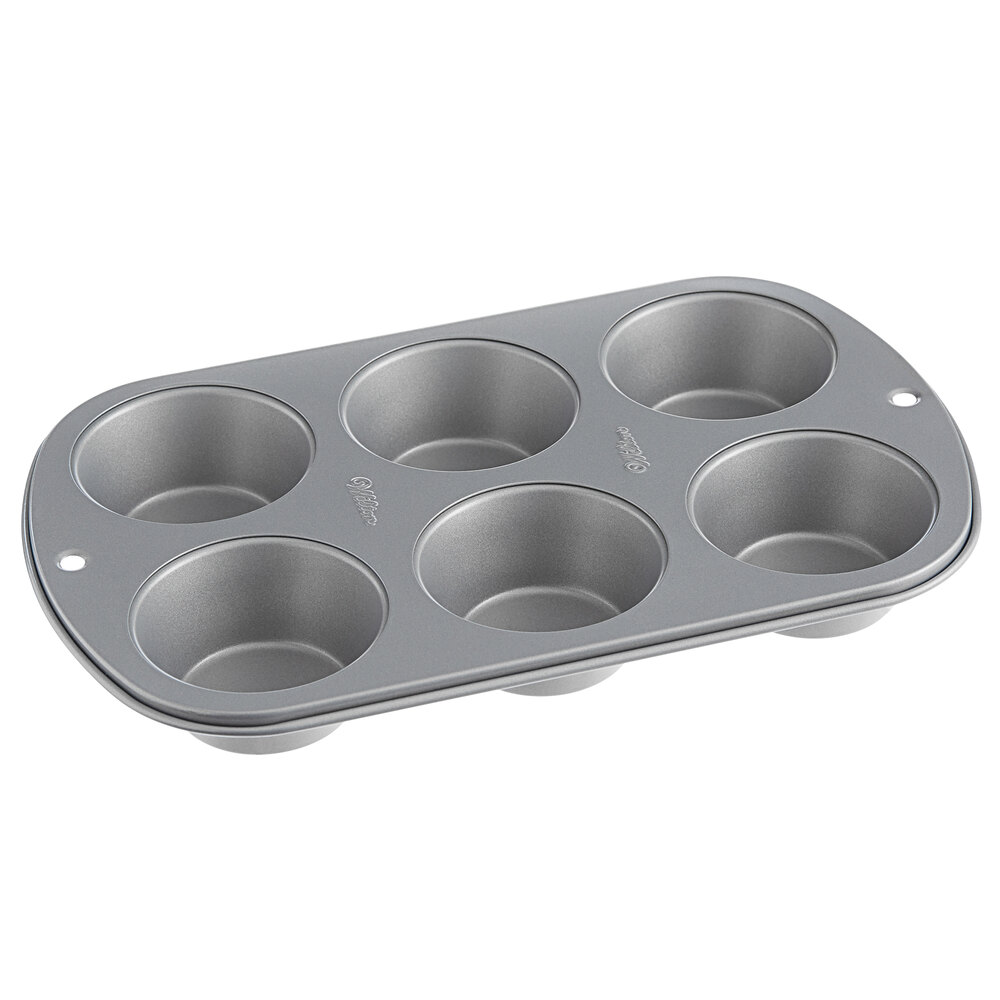 Wilton 6 Cup Muffin Pan Set Non StickSet of 2a Total of 12 Silver Cup Pan 