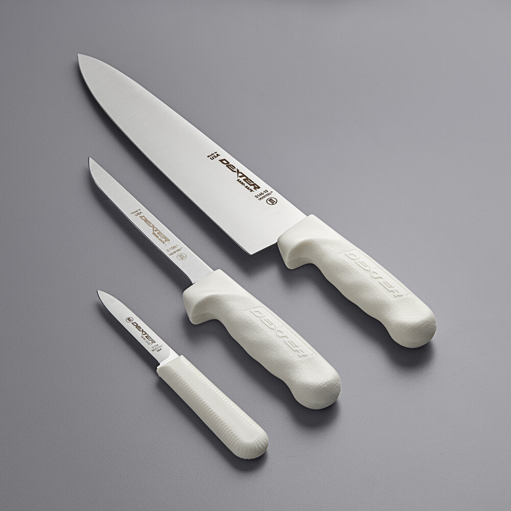 7-Piece Sani-Safe Cutlery Set with White Handles NSF Dexter Russell SSCC-7 