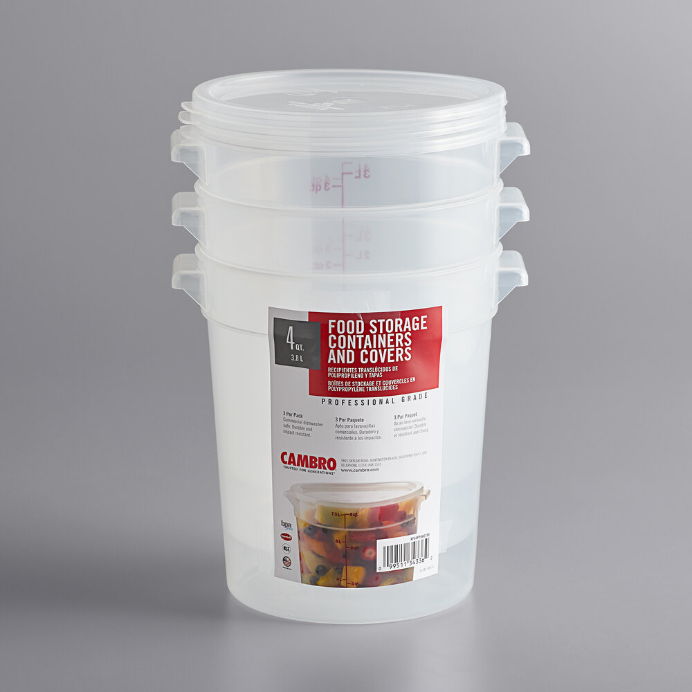 Cambro RFS4PPSW3190 4 Qt. Translucent Round Food Storage Container with