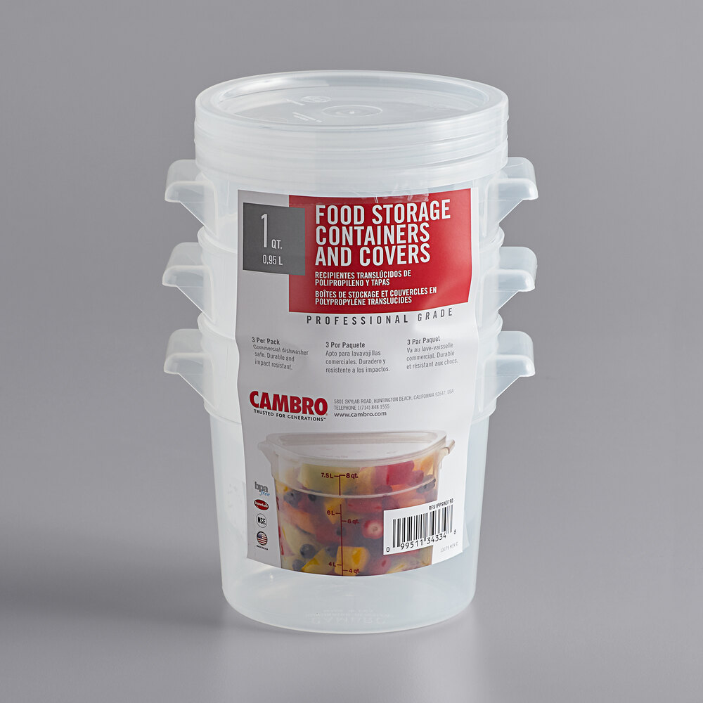 Cambro RFS1PPSW3190 1 Qt. Translucent Round Food Storage Container with