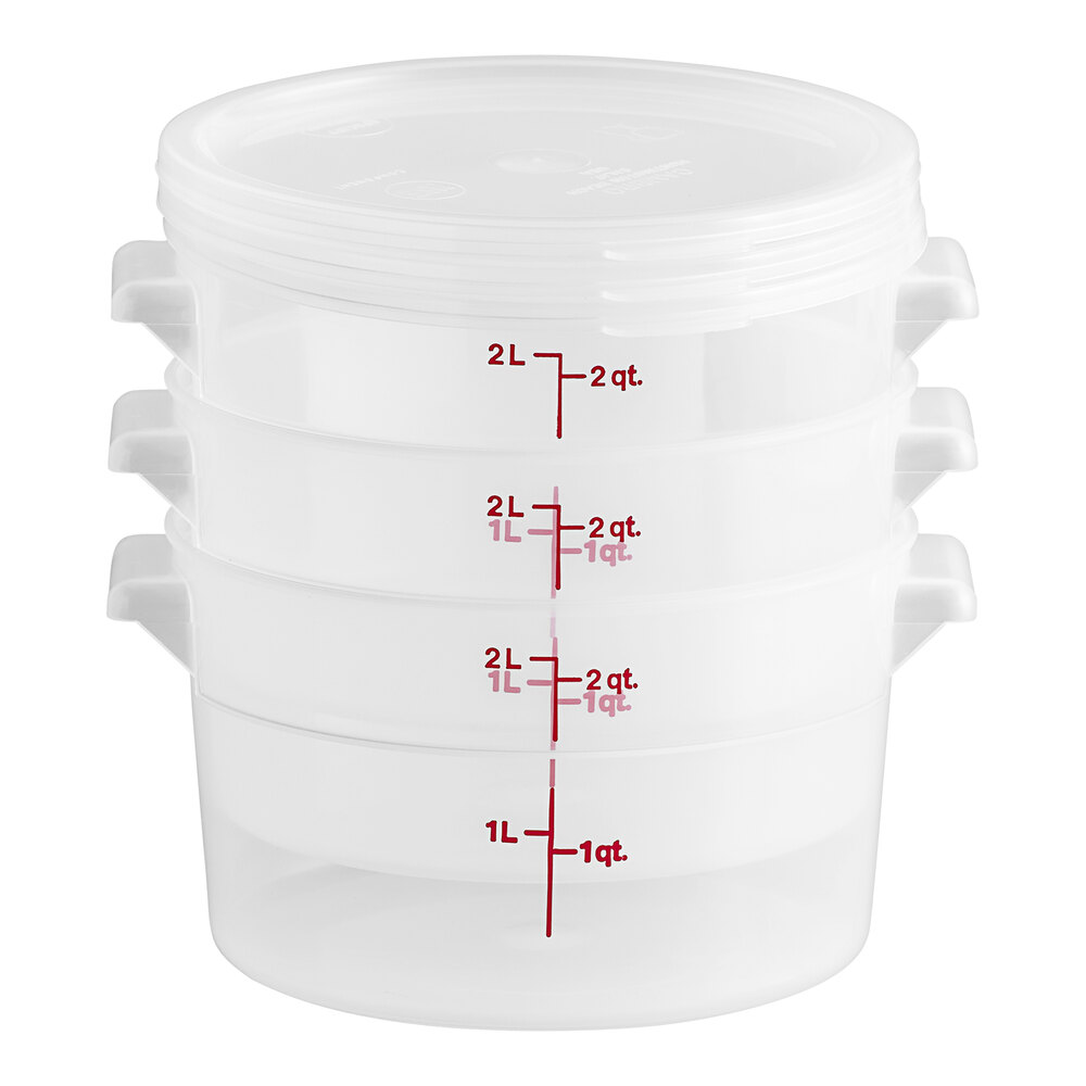 Cambro RFS2PPSW3190 Round Food-Storage Container with Lid, 2-Quart, Set of 3
