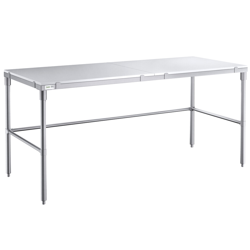 Regency 30 inch x 72 inch 14-Gauge 304 Stainless Steel Poly Top Table with 3/4 inch Thick Poly Top and Open Base