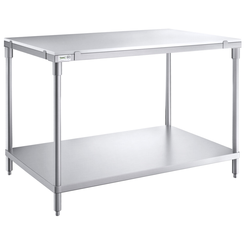Regency 30 inch x 48 inch 14-Gauge 304 Stainless Steel Poly Top Table with 3/4 inch Thick Poly Top and Undershelf