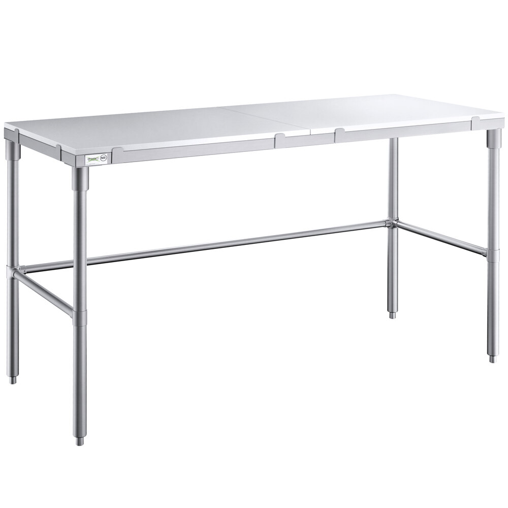 Regency 24 inch x 60 inch 14-Gauge 304 Stainless Steel Poly Top Table with 3/4 inch Thick Poly Top and Open Base