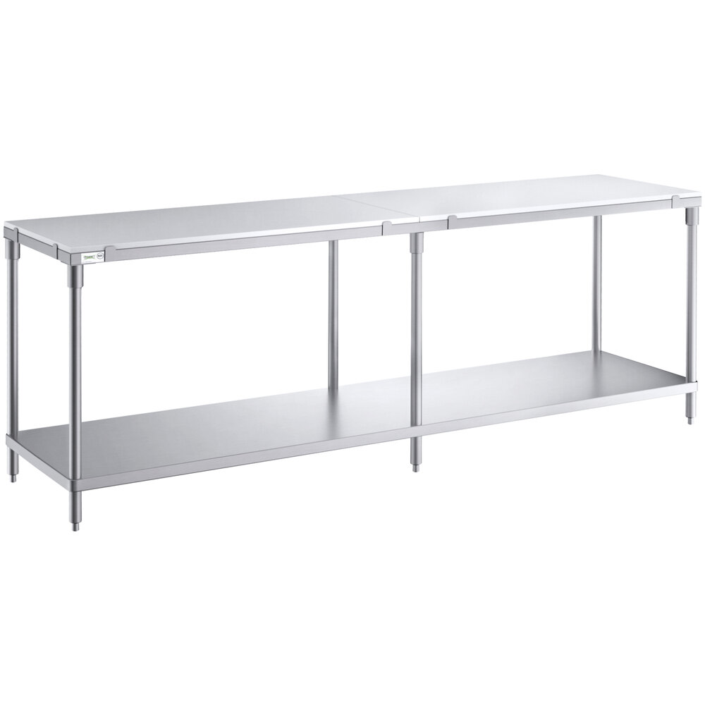 Regency 24 inch x 96 inch 14-Gauge 304 Stainless Steel Poly Top Table with 3/4 inch Thick Poly Top and Undershelf