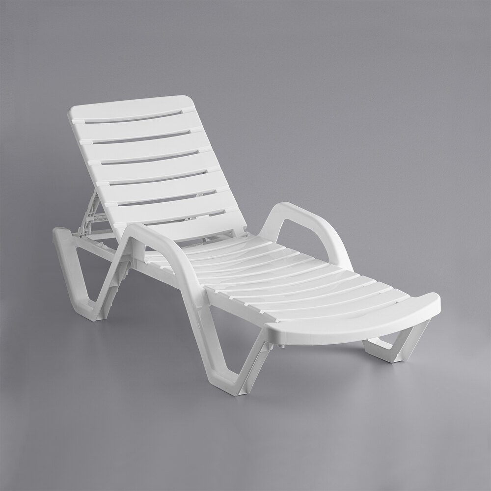 Lancaster Table & Seating White Stacking Resin Chaise