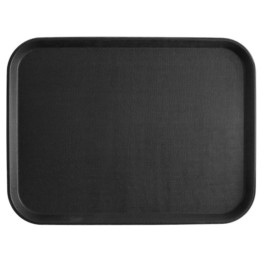 Choice 15" x 20" Black Rectangle NonSkid Serving Tray