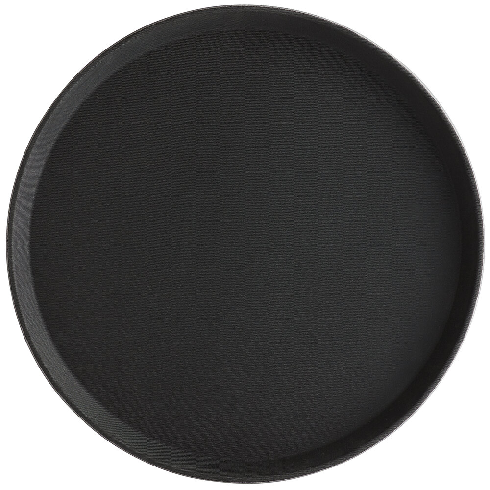 Choice 16" Black Round NonSkid Serving Tray