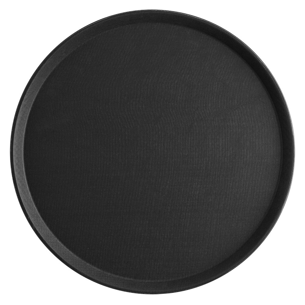 Choice 18" Black Round NonSkid Serving Tray