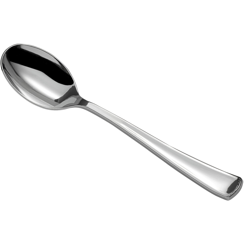Visions 6 3/4" Classic Heavy Weight Silver Plastic Spoon 600/Case