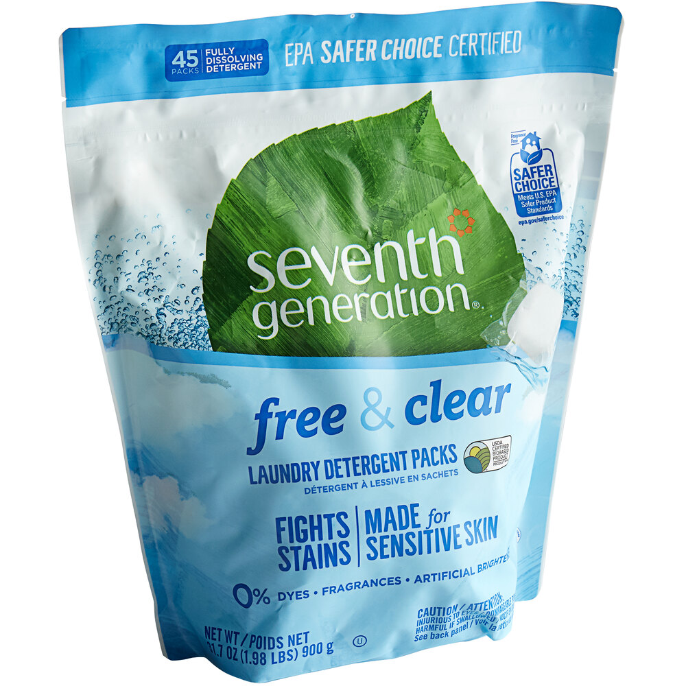 Seventh Generation 22977 Free & Clear 45Count Laundry Detergent Packs