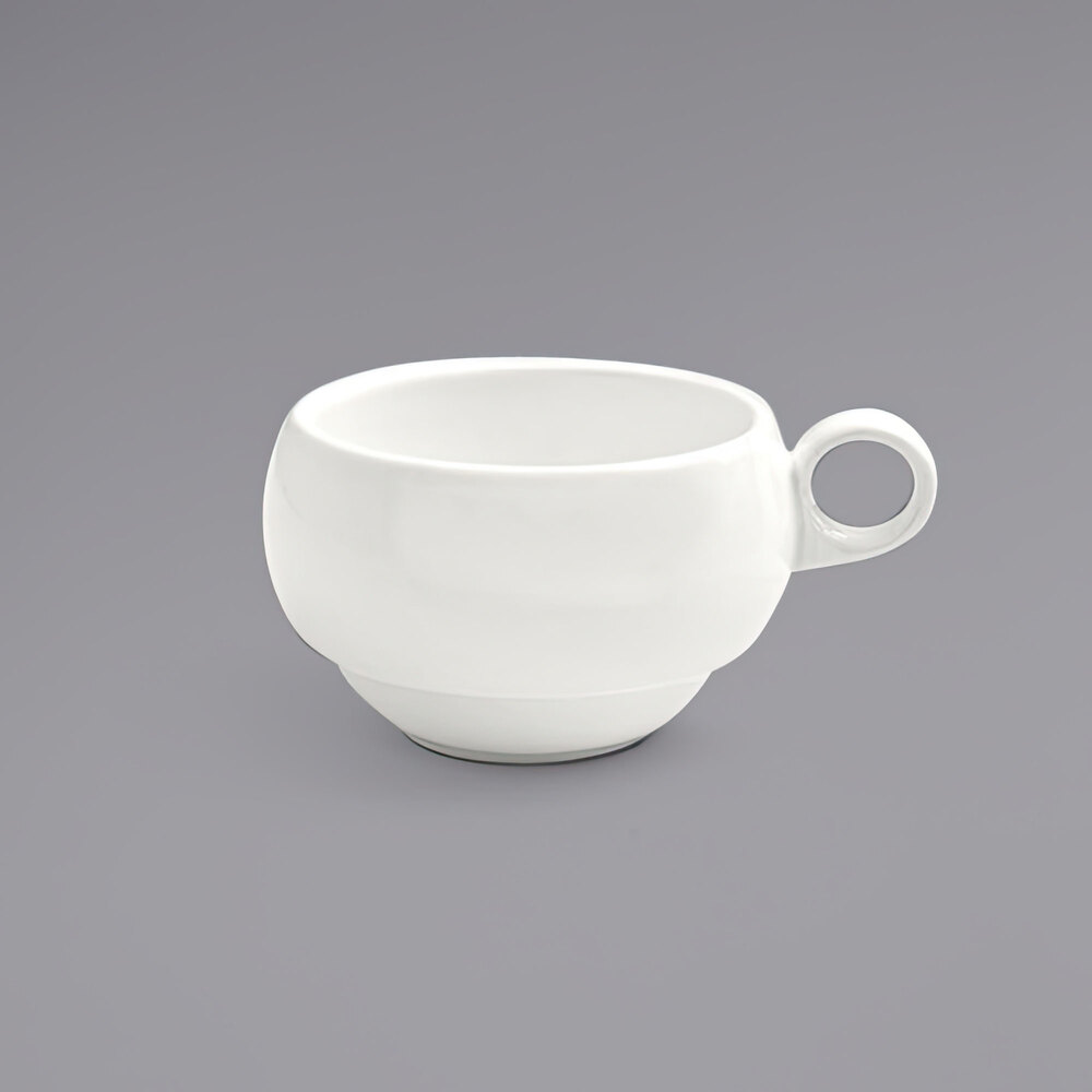 Catalyst Monaco 9 oz. European White Stackable Porcelain Cup - Set of 12