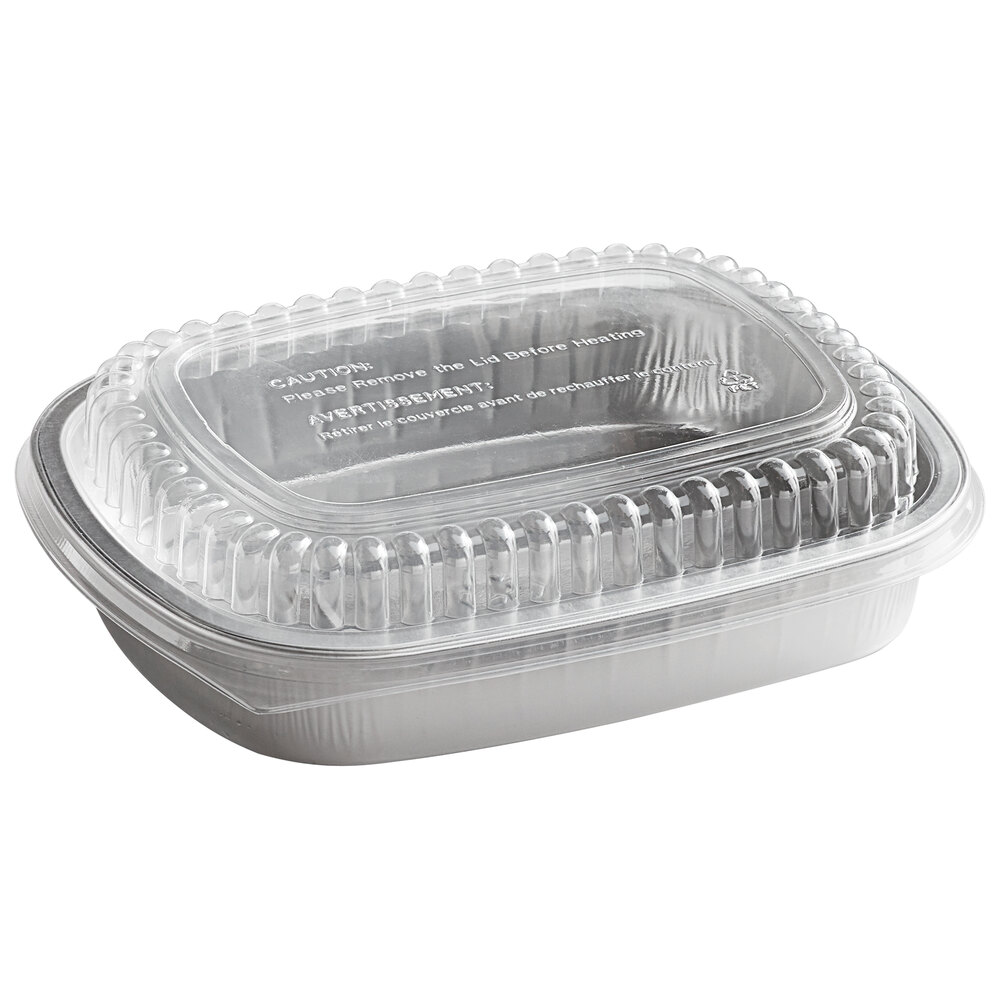 Choice Ovenable Take & Bake Medium Silver Takeout Pan w/ Lid