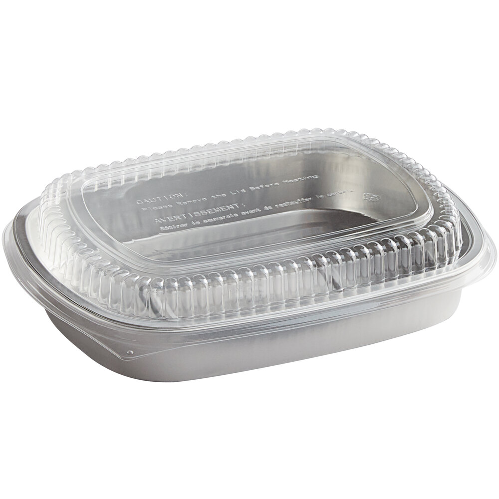 Choice Ovenable Take & Bake Large Silver Takeout Pan w/ Lid