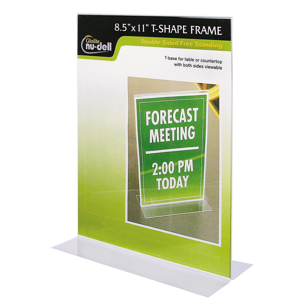 NuDell 38020Z 8 1/2" x 11" Clear Plastic DoubleSided StandUp Sign Holder