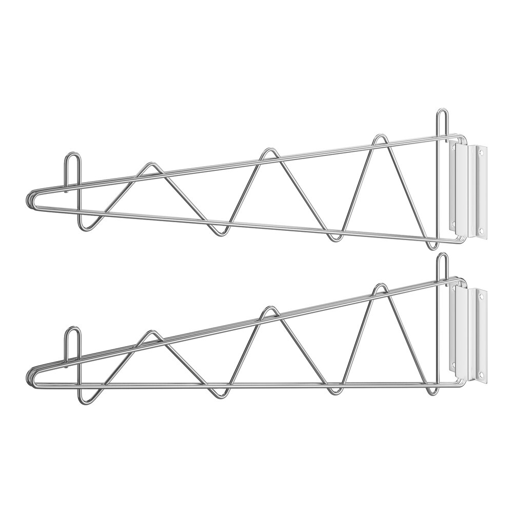 Regency 24 inch Deep Wall Mounting Bracket for Chrome Wire Shelving - 2/Set