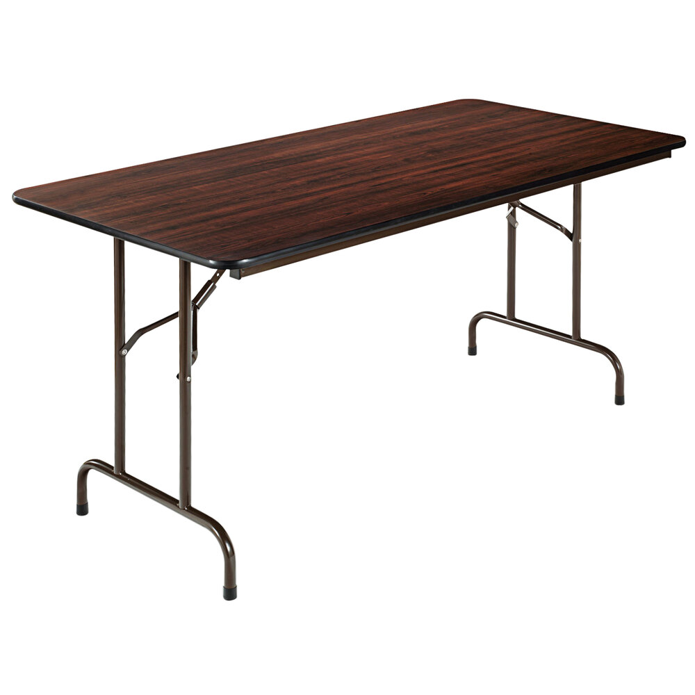 Alera ALEFT726030MY 29 3/4" x 60" Mahogany Melamine Folding Table