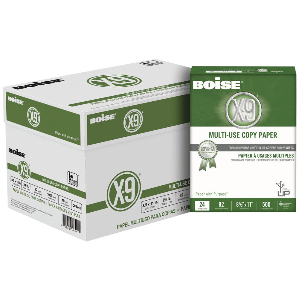 Boise CC2241 X9 8 1/2" x 11" White Case of 24 MultiUse Copy Paper