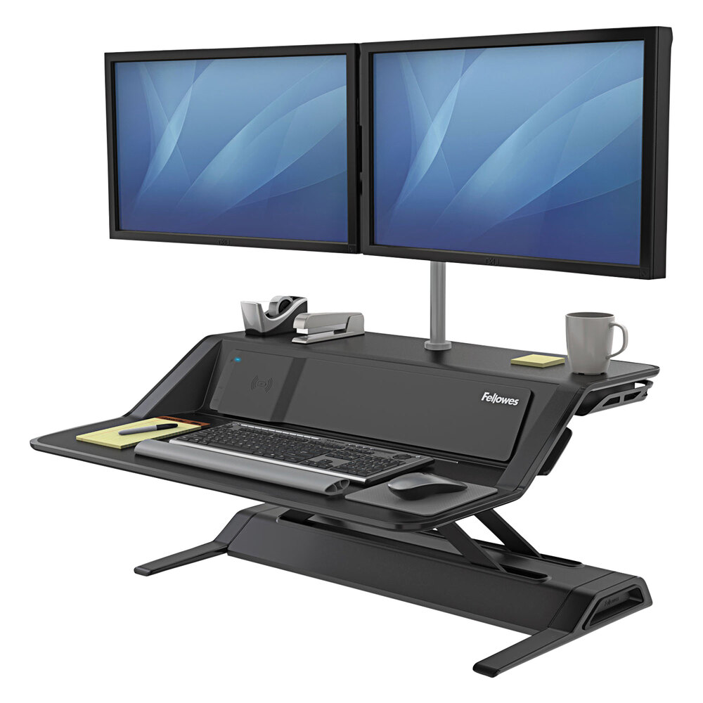 Fellowes 8080301 Lotus DX Black Sit-Stand Workstation - 32 3/4 Fellowes 8080301 Lotus DX Black Sit-Stand Workstation - 32 3/4