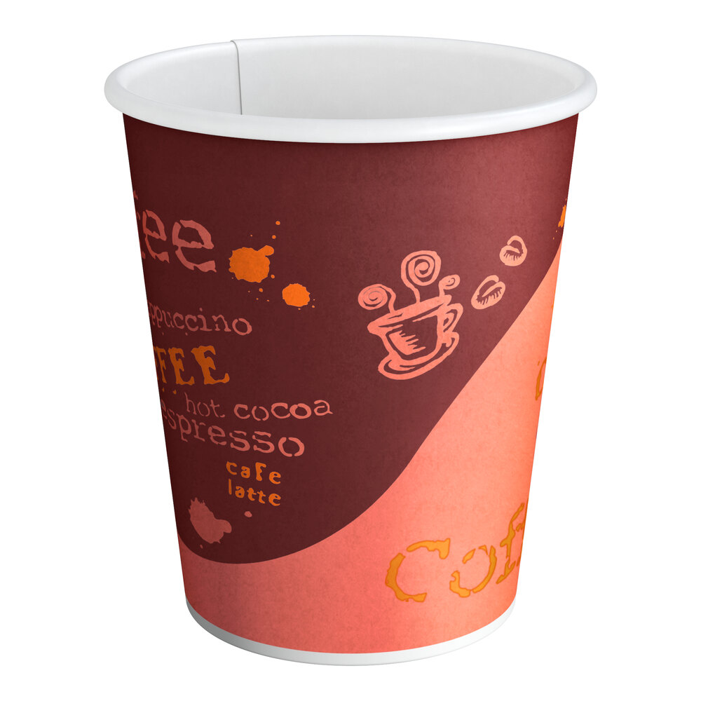 10 oz. Coffee Print Paper Cups - 1000/Case | WebstaurantStore