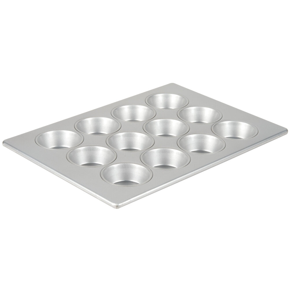 12 Cup 5 oz. Glazed Aluminized Steel Jumbo Muffin / Cupcake Pan 12 7/
