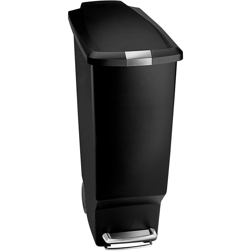 simplehuman CW1361 11 Gallon / 40 Liter Black Slim StepOn Rectangular Trash Can