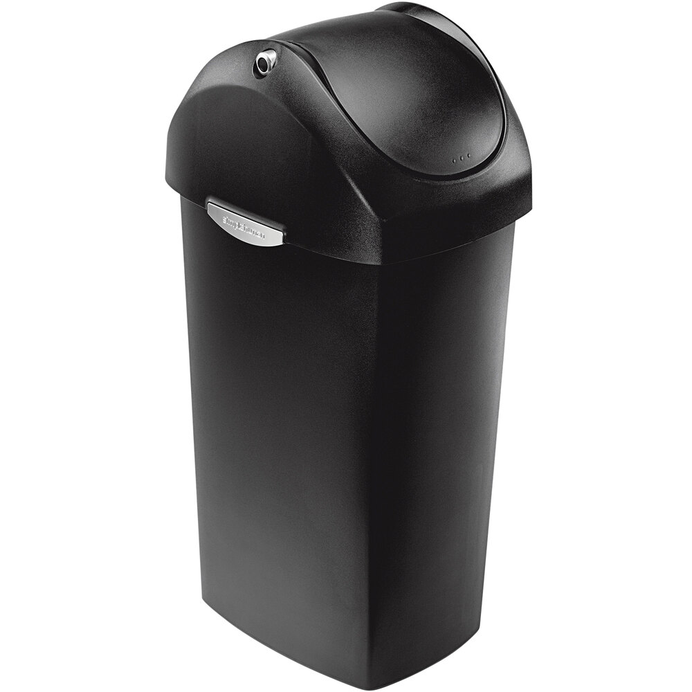 simplehuman CW1333 16 Gallon / 60 Liter Black Rectangular Trash Can