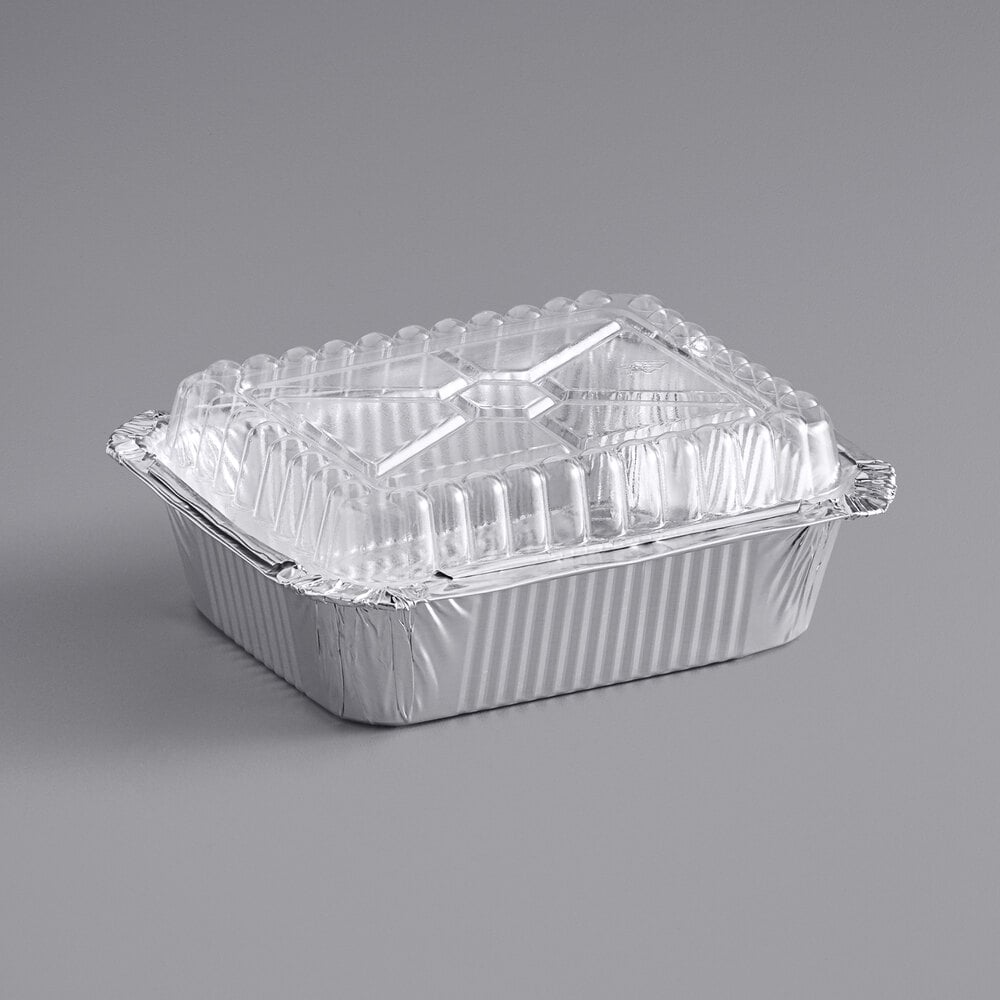 Choice 1 lb. Oblong Foil TakeOut Container with Dome Lid 500/Case