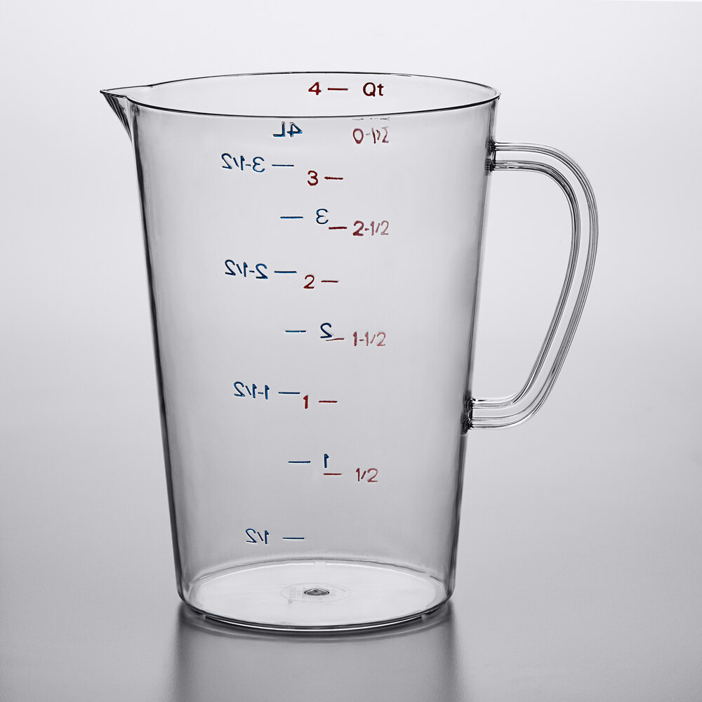 1 Gallon Carlisle 4314507 Commercial Plastic Measuring Cup Clear 