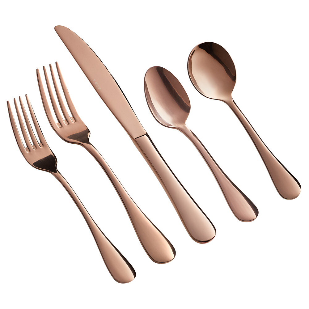 Capco Kitco CAO15 Stainless Steel Flatware Set – Japan UNF60 Roses Pattern, Satin Handle & Glossy Bowl