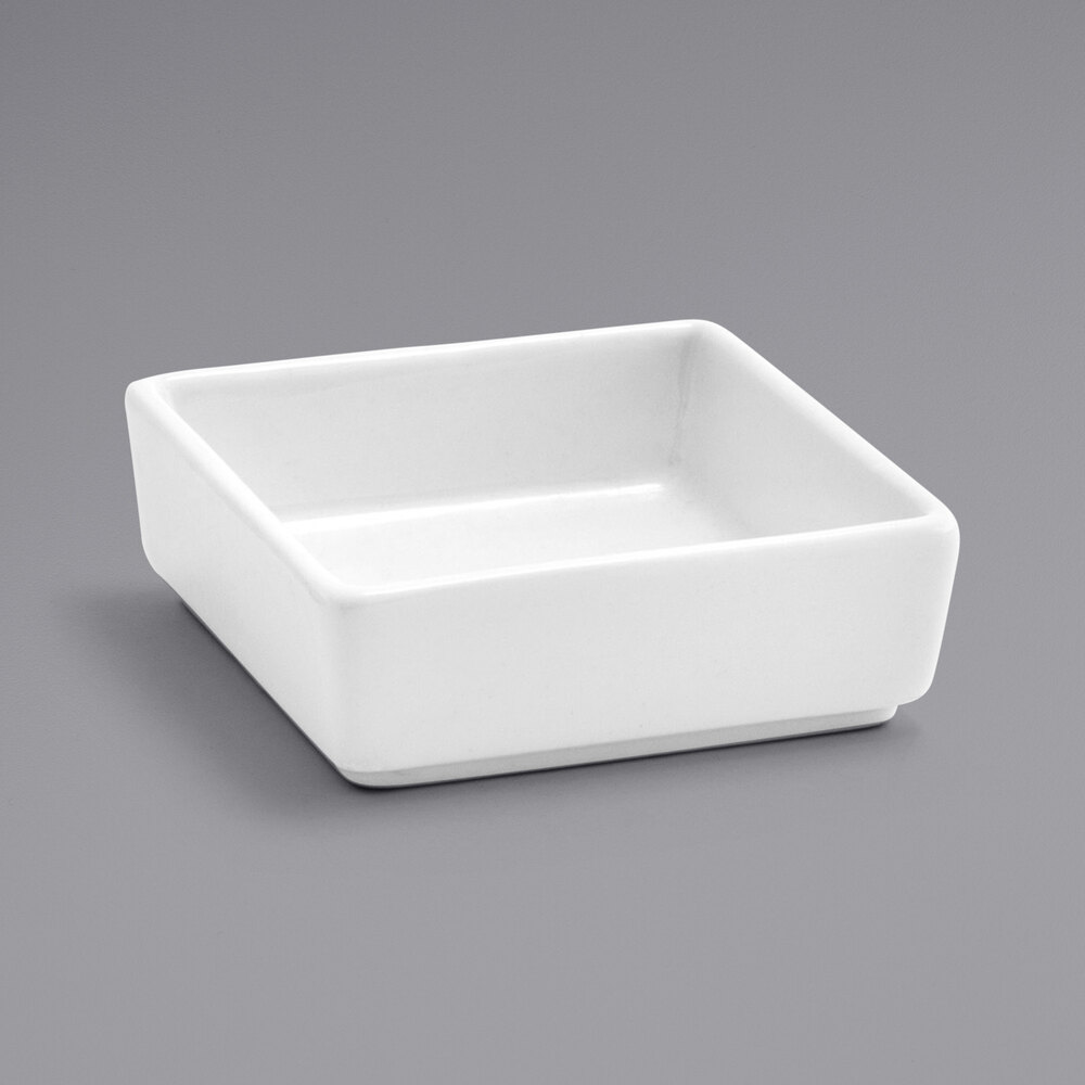 Front of the House Mod 2.5 oz. Bright White Square Porcelain Ramekin ...