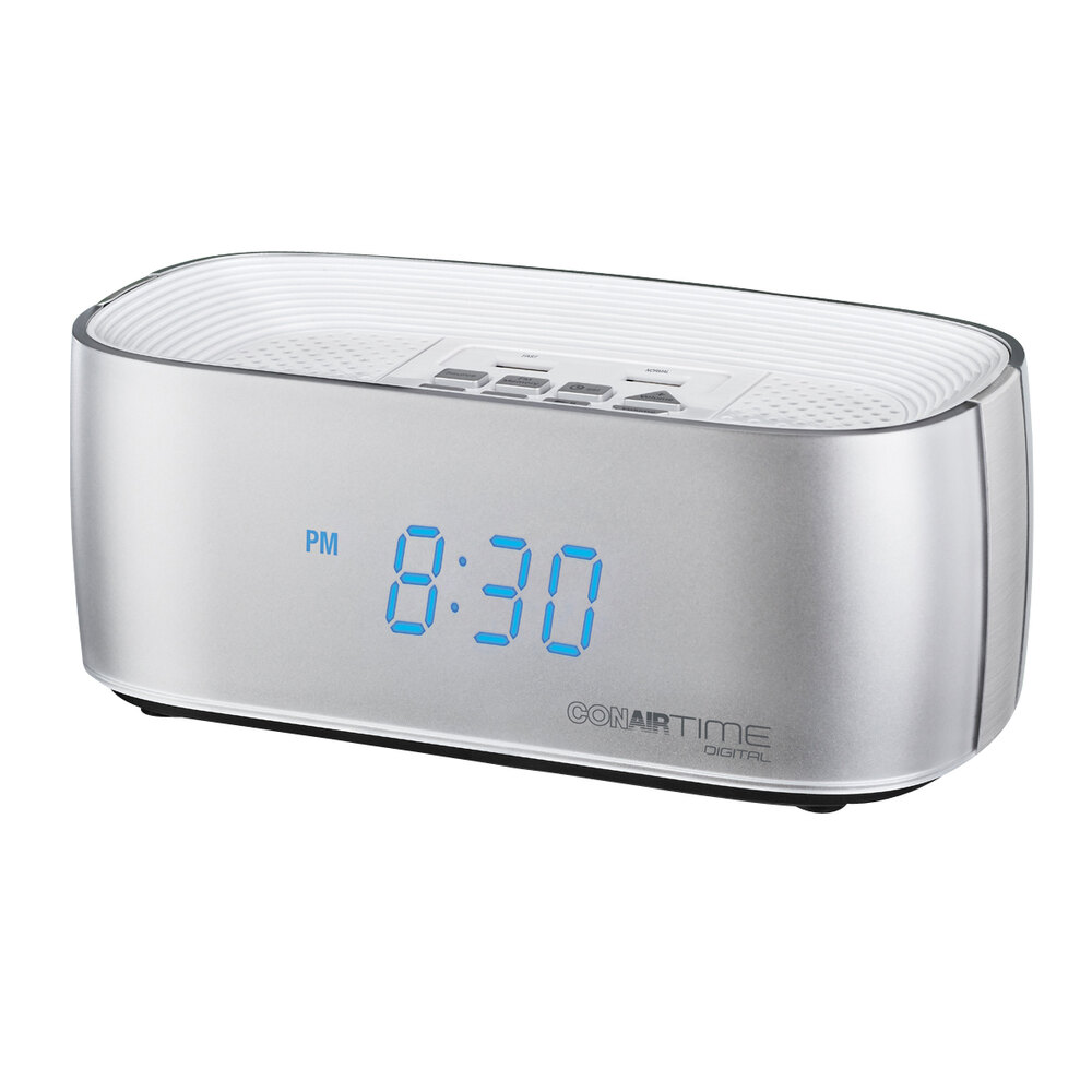 Conair Hospitality WCL70S Silver Digital Alarm Clock with Dual USB