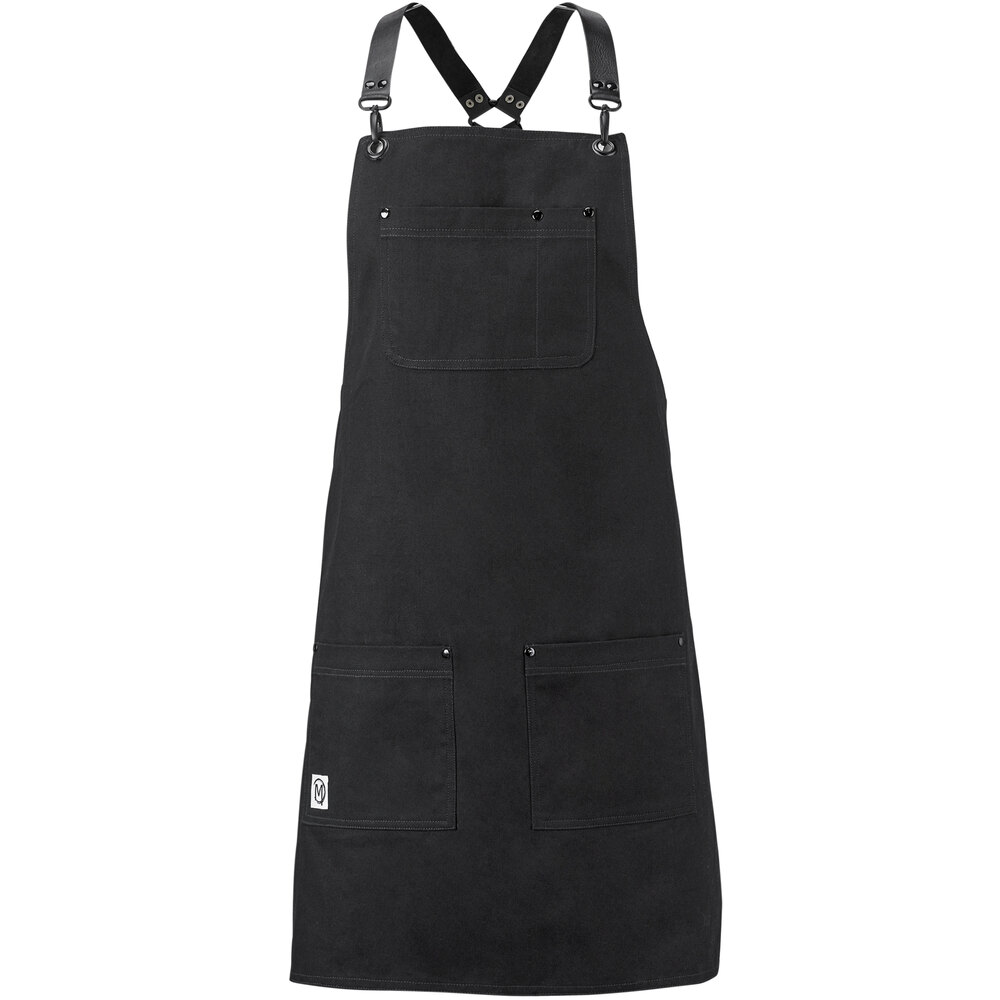 Mercer Culinary Black Canvas Bib Apron: WebstaurantStore