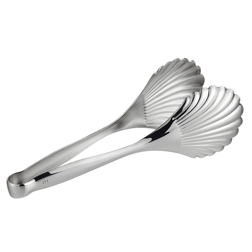 Vollrath 10" Stainless Steel Scalloped Serving Tongs with Mirror Finish