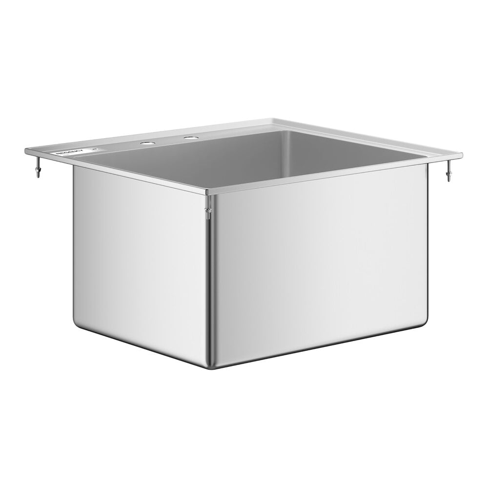 A rectangular stainless steel sink with a deep basin and a flat rim, designed for drop-in installation.